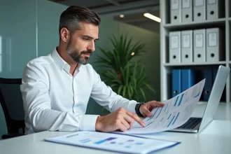 Comptable vérifiant des documents comptables liés aux cadeaux salariés pour préparer un contrôle fiscal