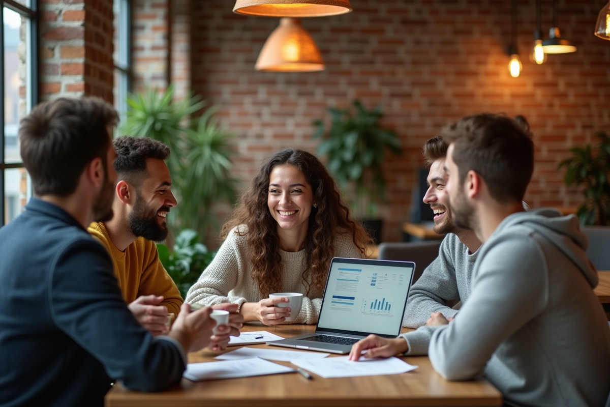 Trois fondateurs de startup discutant autour d