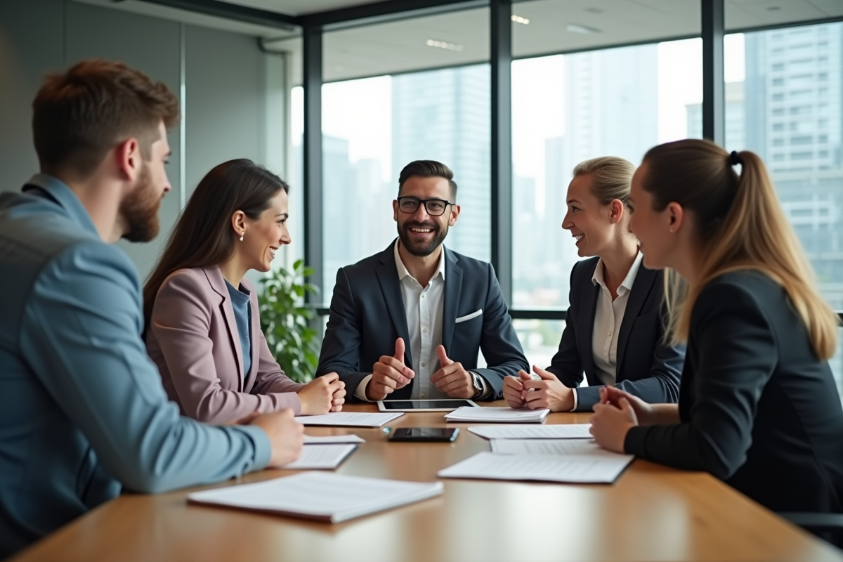 Groupe divers d équipes RH en réunion collaborative