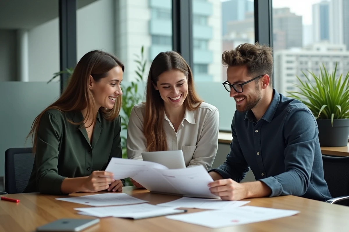 Groupe de professionnels en réunion dans un bureau moderne