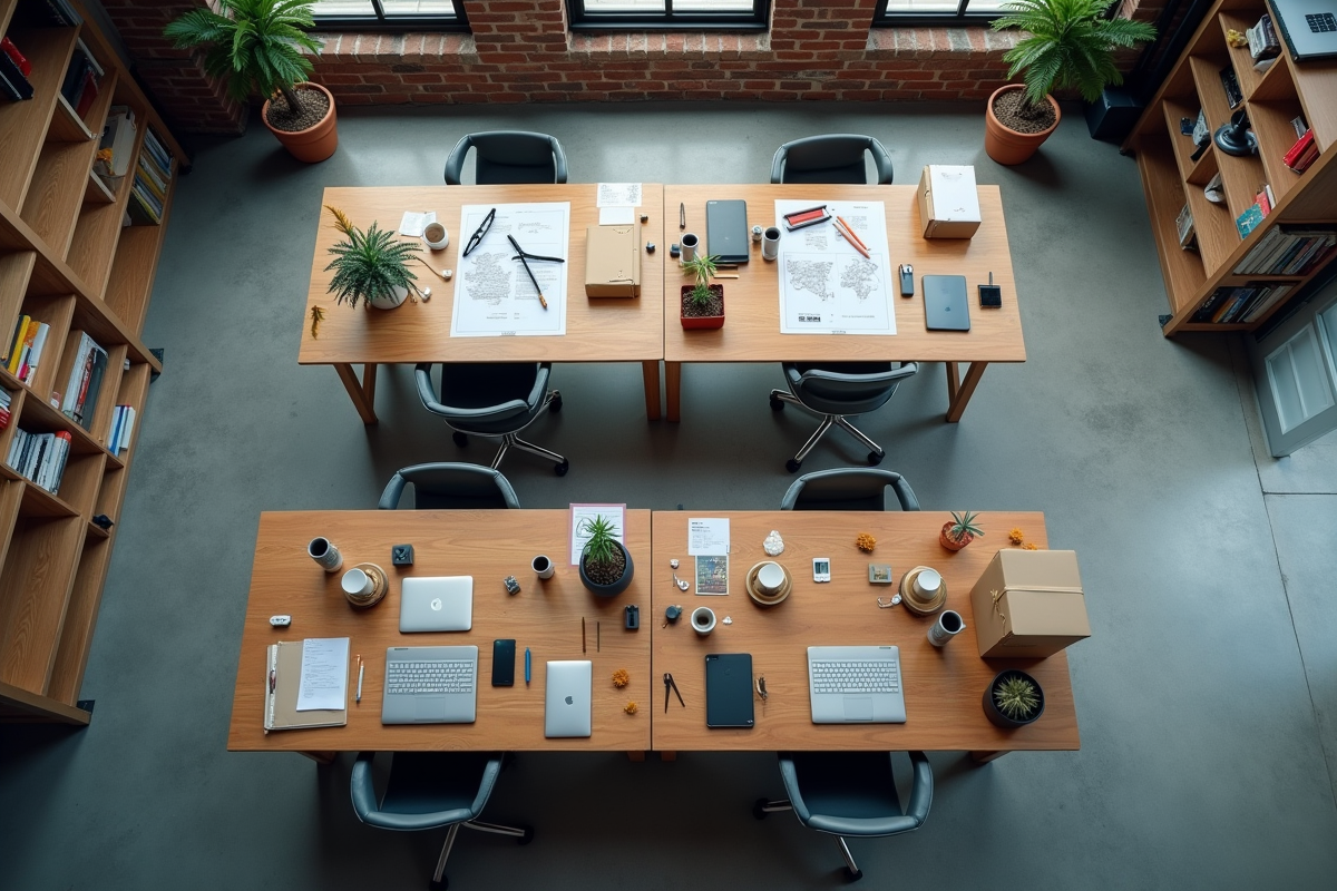 Différents espaces de travail d entrepreneurs avec objets personnels