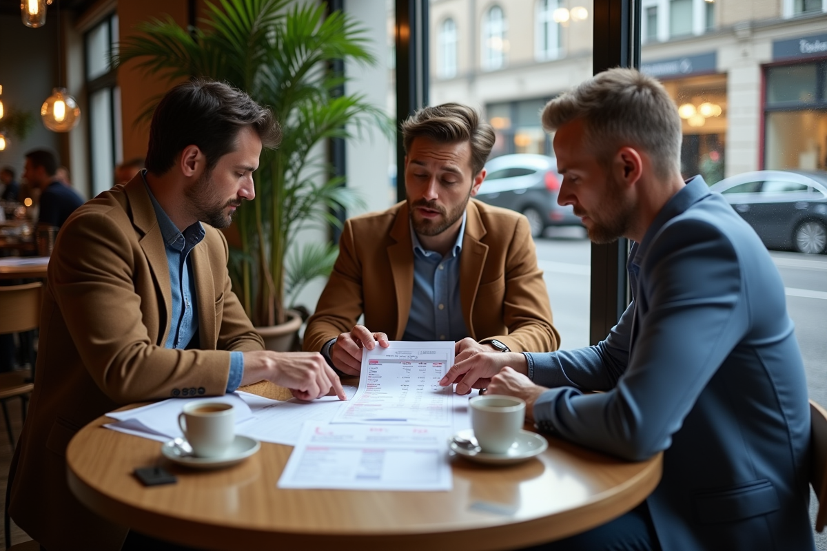 Groupe de professionnels discutant autour d