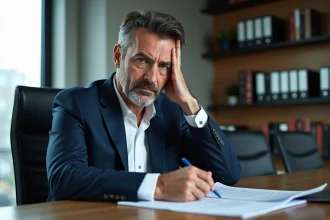 Homme d'affaires en costume dans un bureau moderne