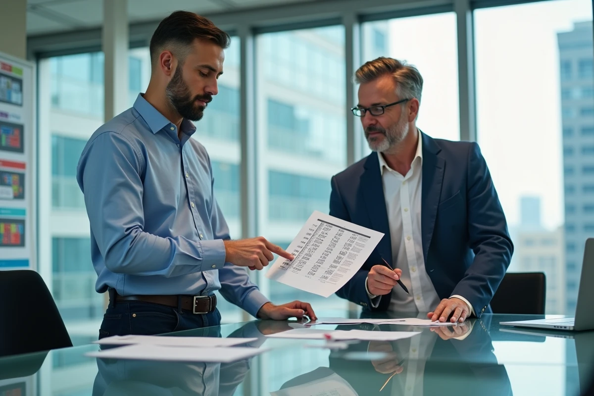 Deux hommes d affaires discutant lors d une r&eacute;union