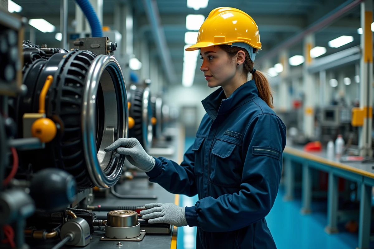 Jeune ingénieure en robotique sous-marine dans un laboratoire