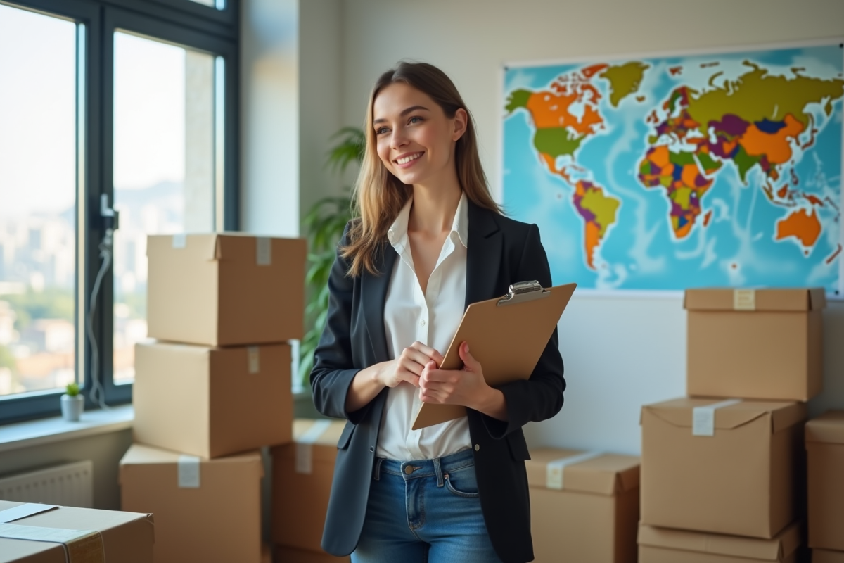 Jeune femme entrepreneure dans un bureau moderne